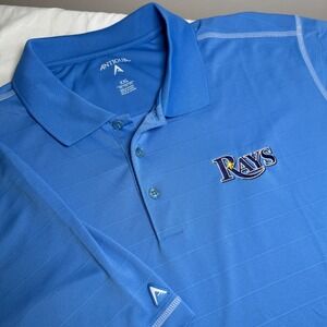 Tampa‎ Bay Rays Mens XXL Antigua Polo Shirt Embroidered Logo MLB Blue 2XL